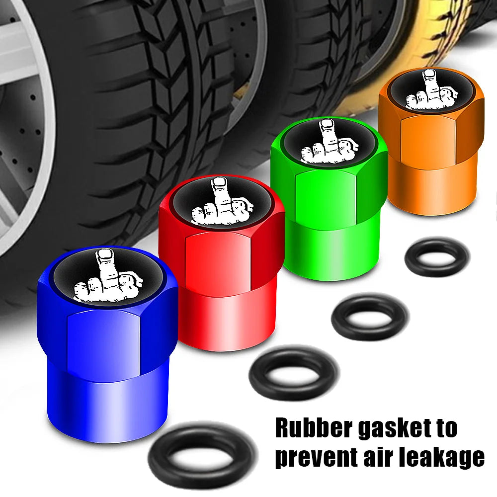One Finger Salute Tyre Valve Caps