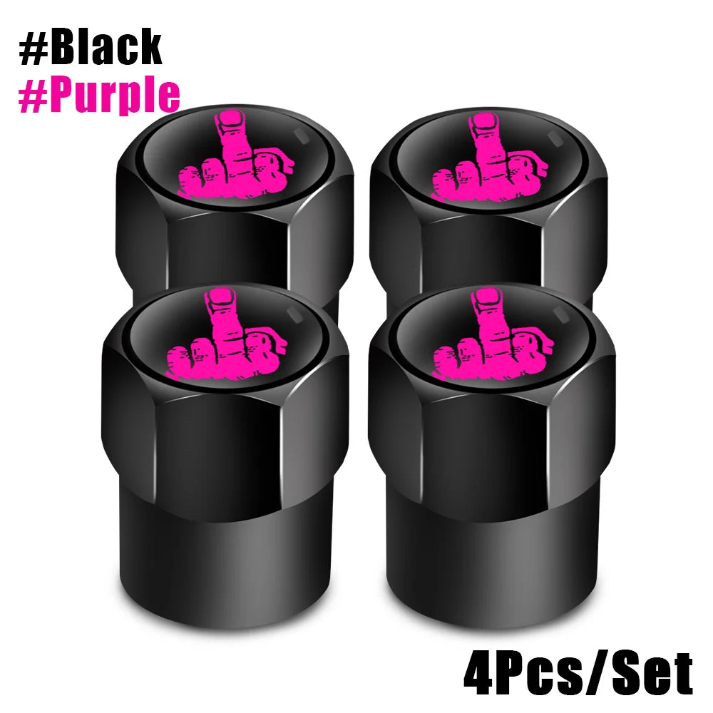 One Finger Salute Tyre Valve Caps