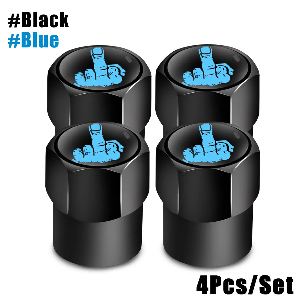 One Finger Salute Tyre Valve Caps