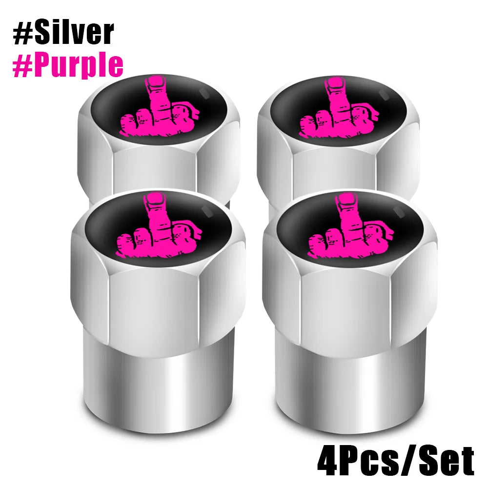 One Finger Salute Tyre Valve Caps