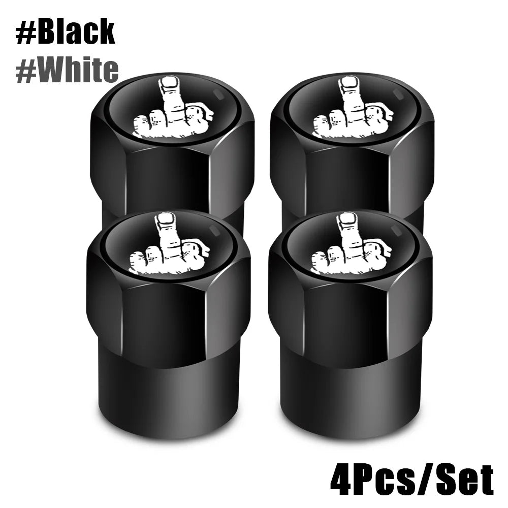One Finger Salute Tyre Valve Caps