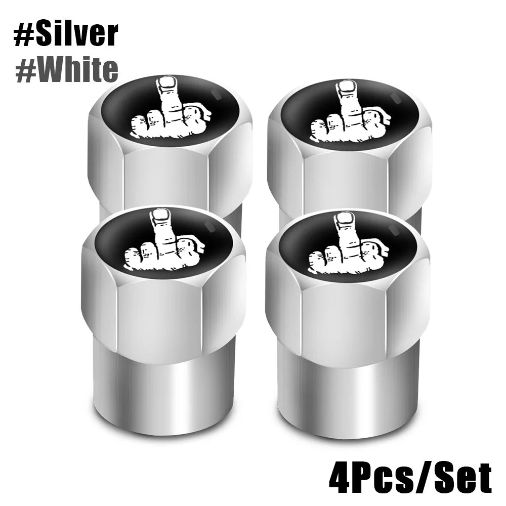 One Finger Salute Tyre Valve Caps