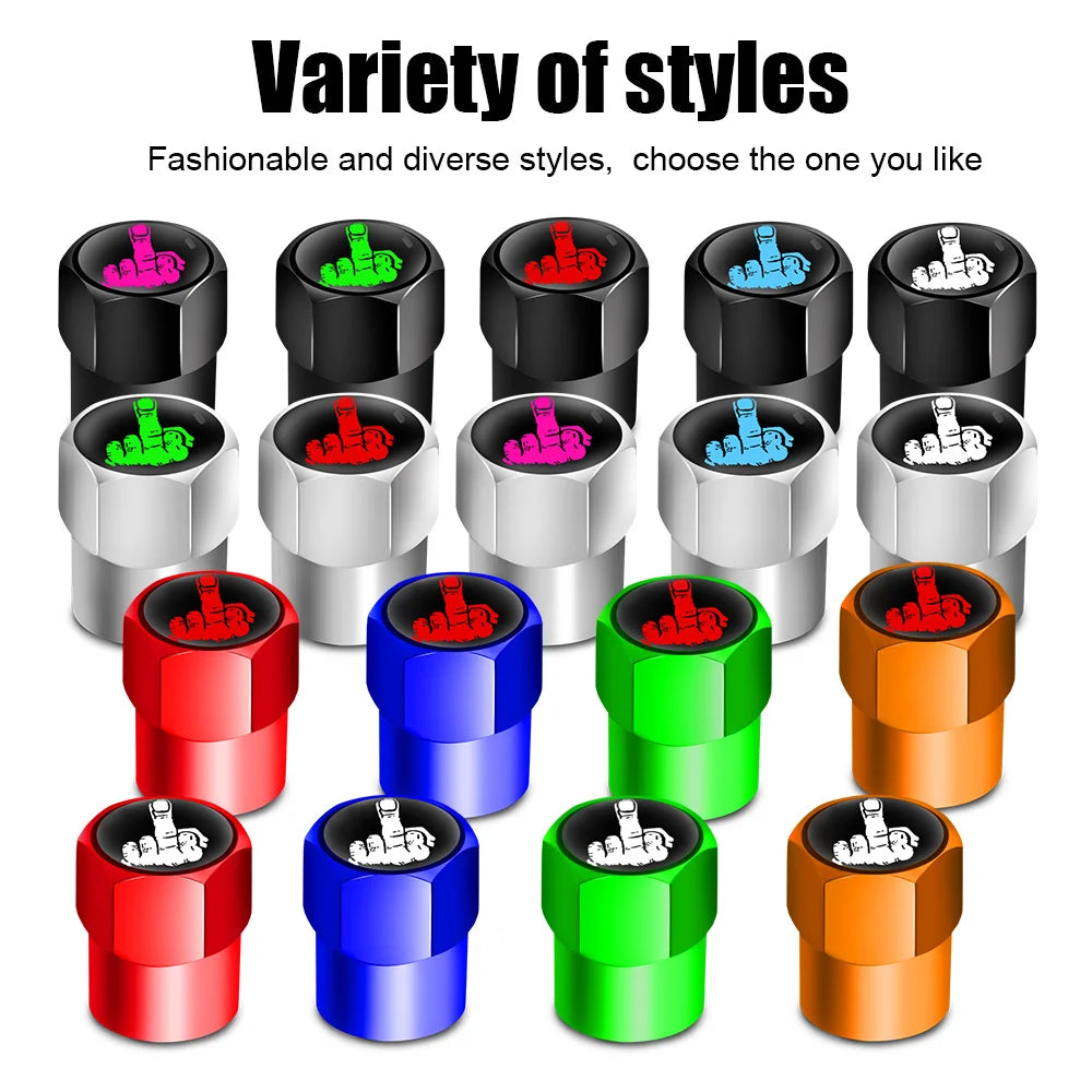 One Finger Salute Tyre Valve Caps
