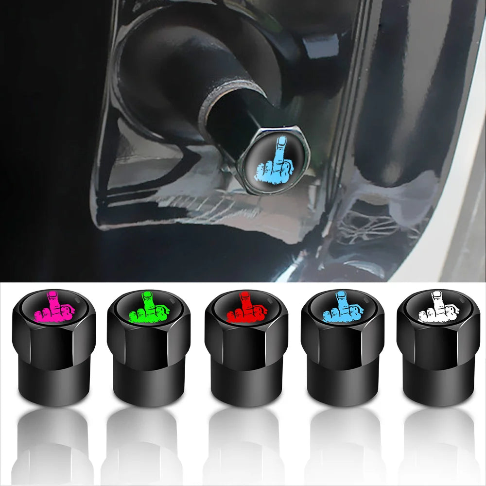One Finger Salute Tyre Valve Caps