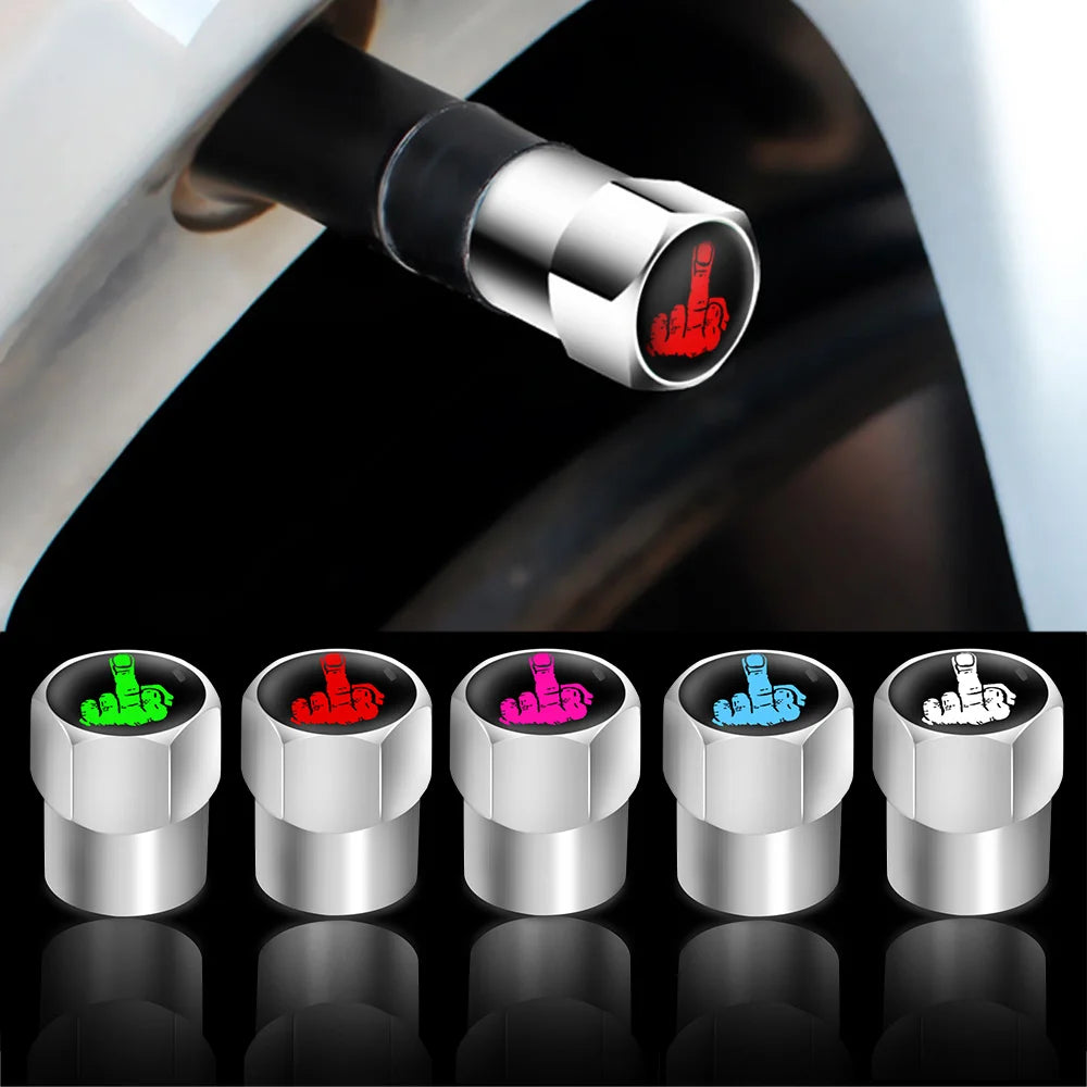 One Finger Salute Tyre Valve Caps
