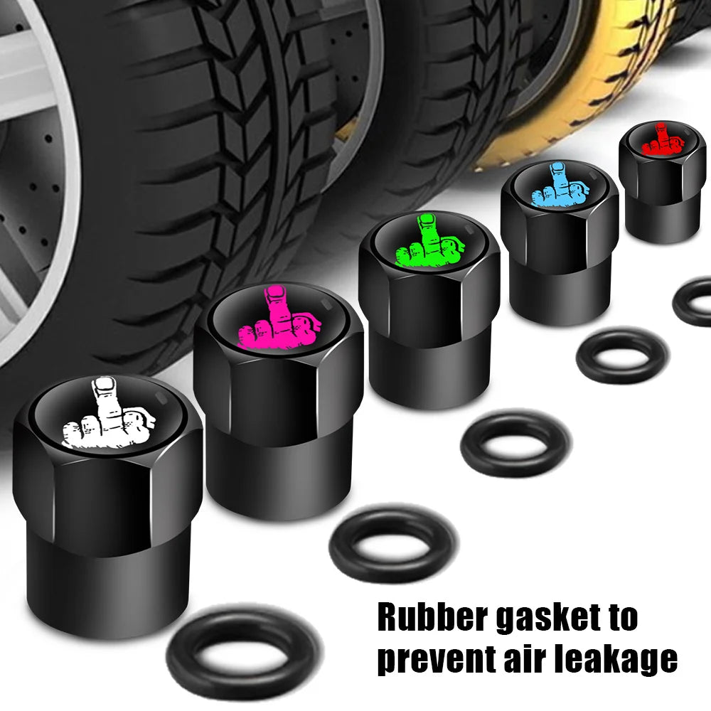One Finger Salute Tyre Valve Caps