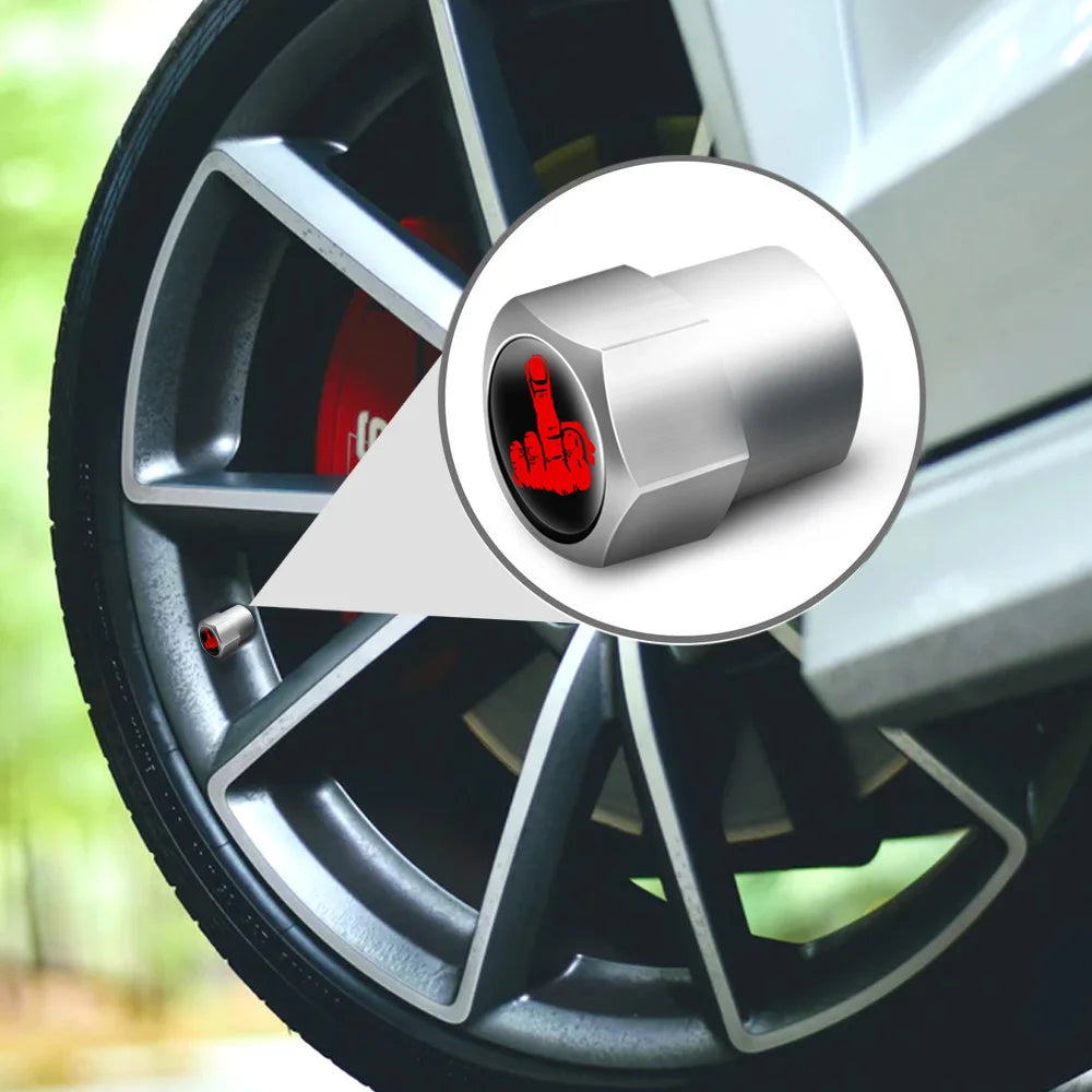 One Finger Salute Tyre Valve Caps