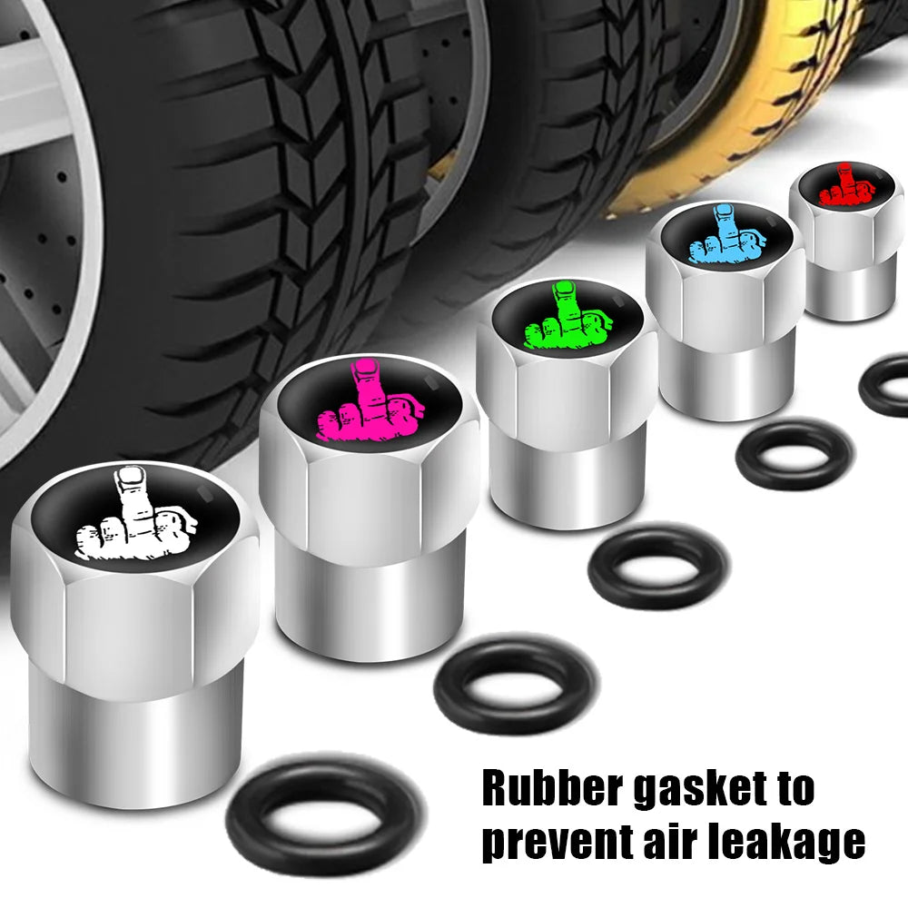 One Finger Salute Tyre Valve Caps