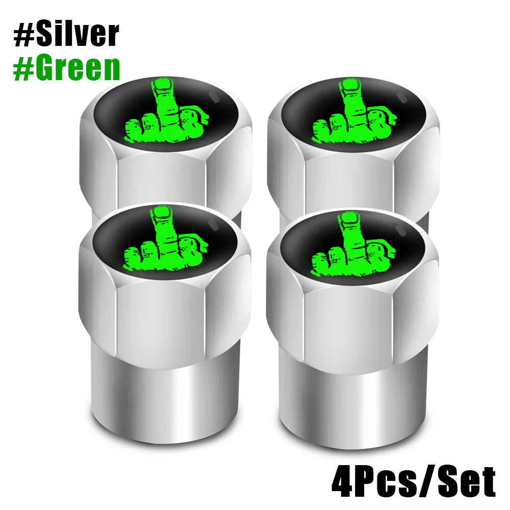 One Finger Salute Tyre Valve Caps