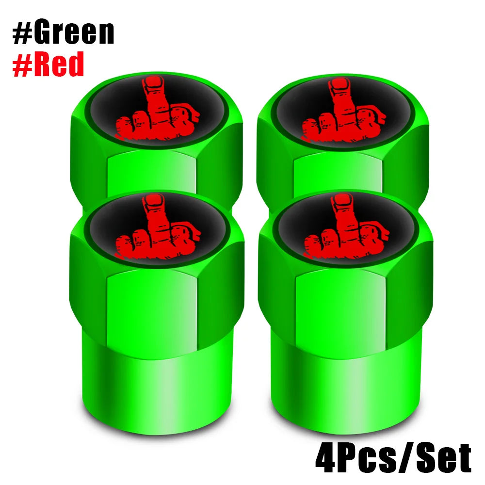 One Finger Salute Tyre Valve Caps
