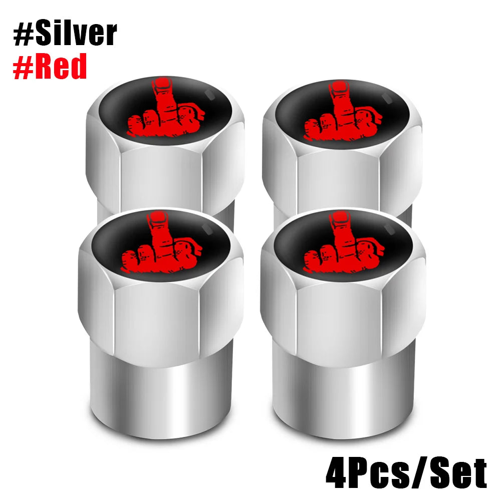One Finger Salute Tyre Valve Caps