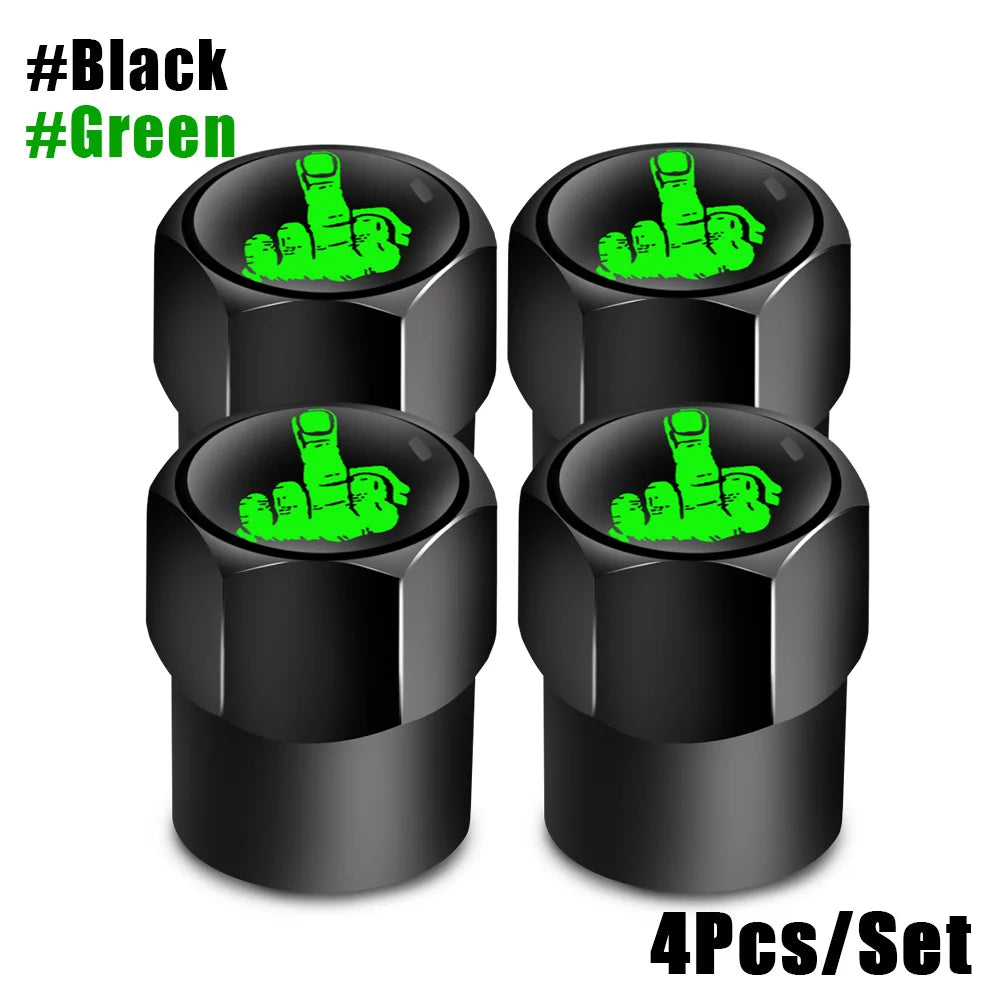 One Finger Salute Tyre Valve Caps