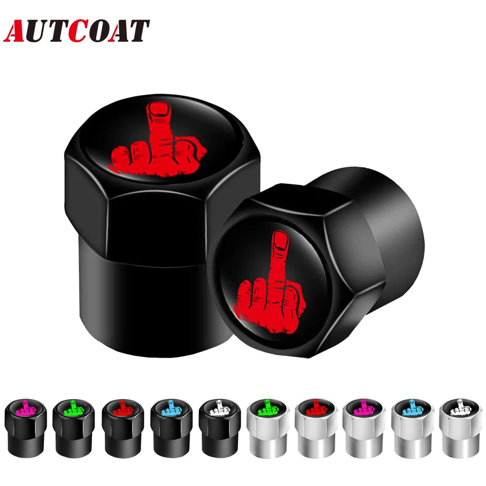 One Finger Salute Tyre Valve Caps