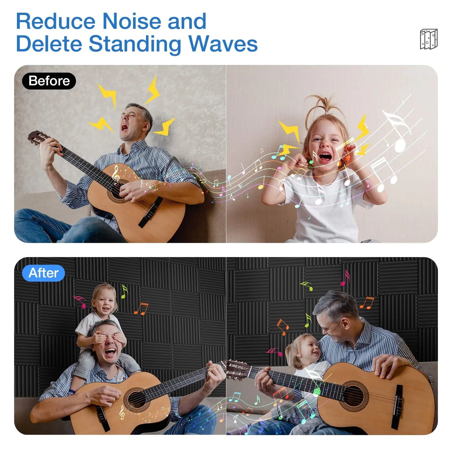 12 Pack Acoustic Panels Self-Adhesive