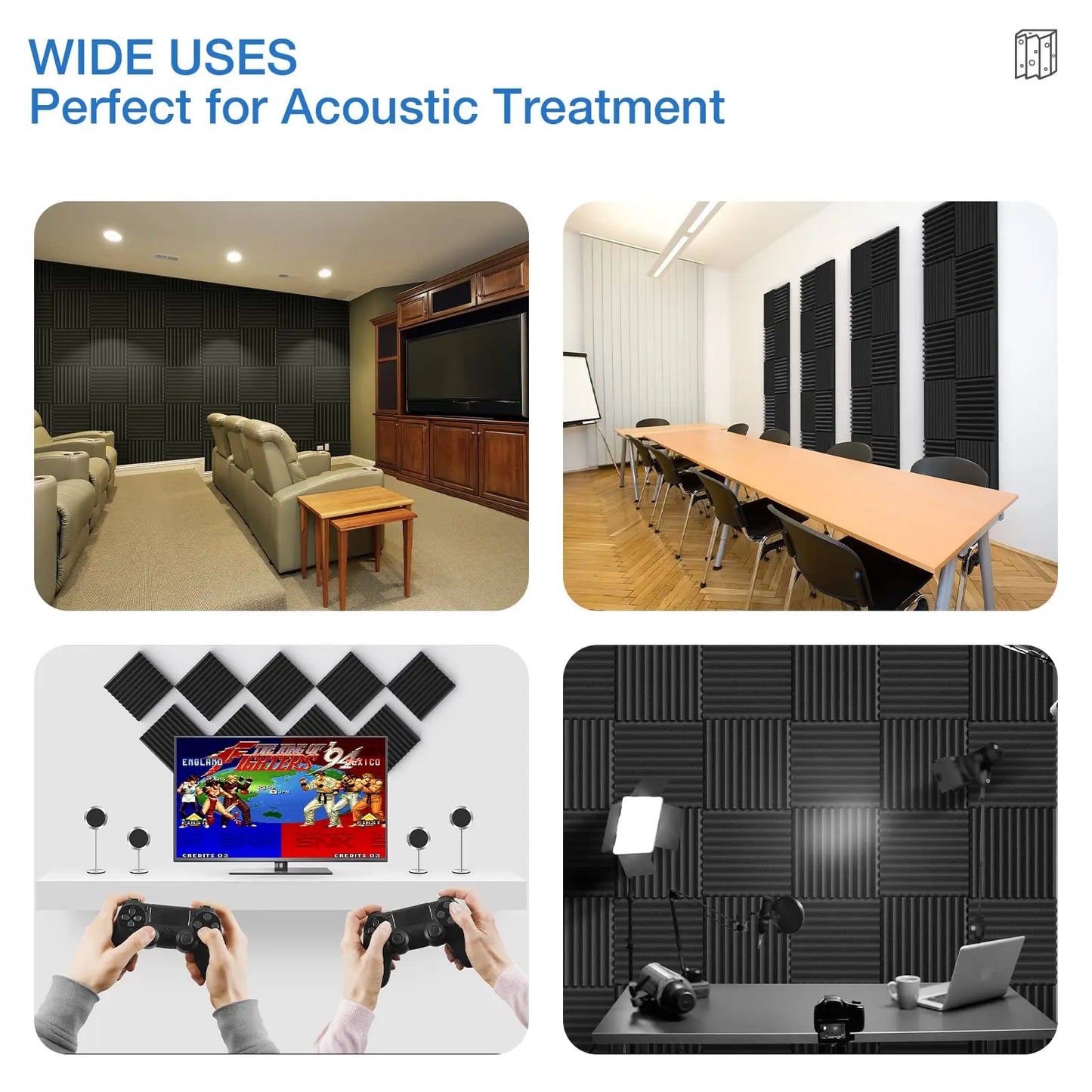 12 Pack Acoustic Panels Self-Adhesive