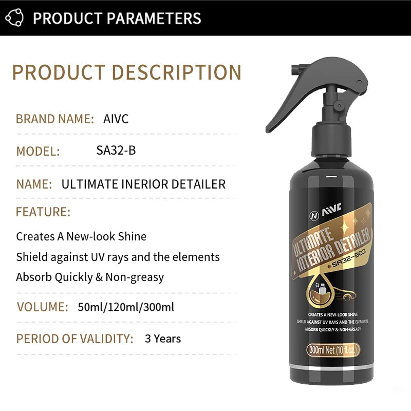 Car Plastic Restorer Back To Black Gloss AIVC Leather Polish Coating Car Cleaning Products Plastic Parts Refurish Auto Detailing