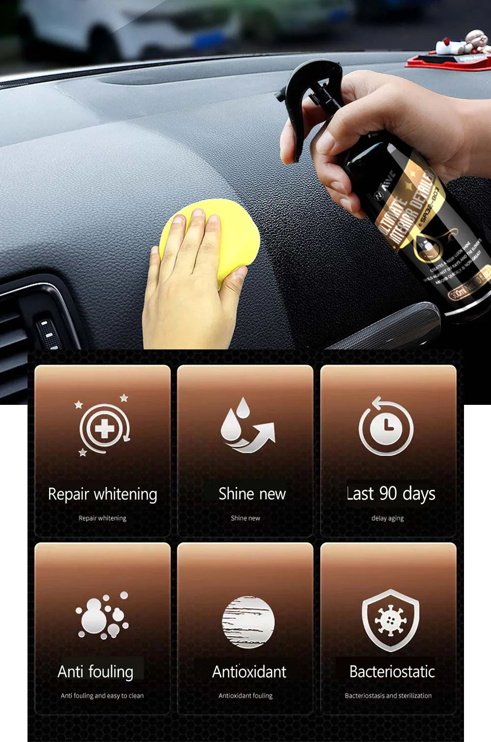 Car Plastic Restorer Back To Black Gloss AIVC Leather Polish Coating Car Cleaning Products Plastic Parts Refurish Auto Detailing