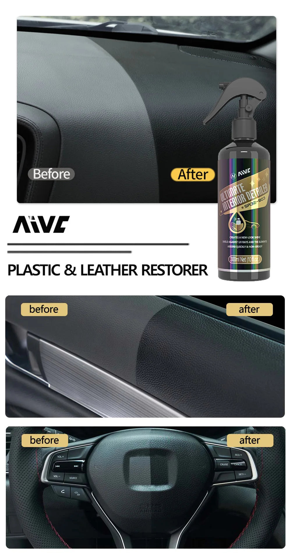 Car Plastic Restorer Back To Black Gloss AIVC Leather Polish Coating Car Cleaning Products Plastic Parts Refurish Auto Detailing